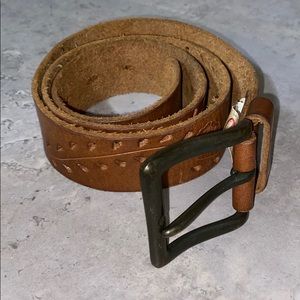 Stamp 10 Brown Leather Belt Flower/Vine Stamped M